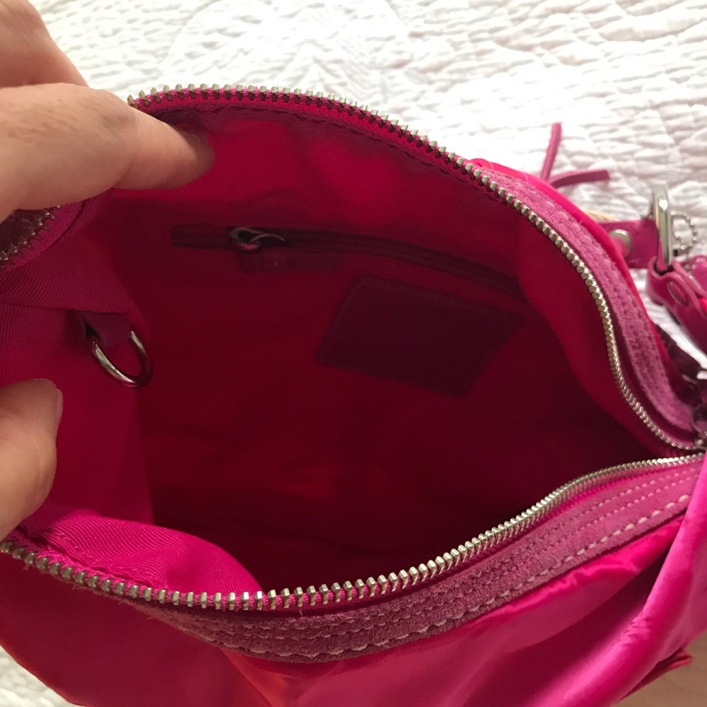 Bright pink Coach satin hobo bag - Picture 7 of 8